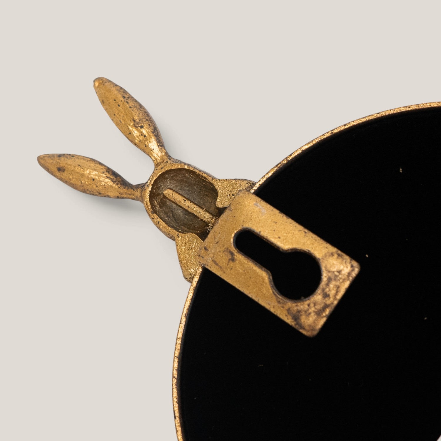 Whimsical Bramble Hare Brass Wall Mirror & Hook
