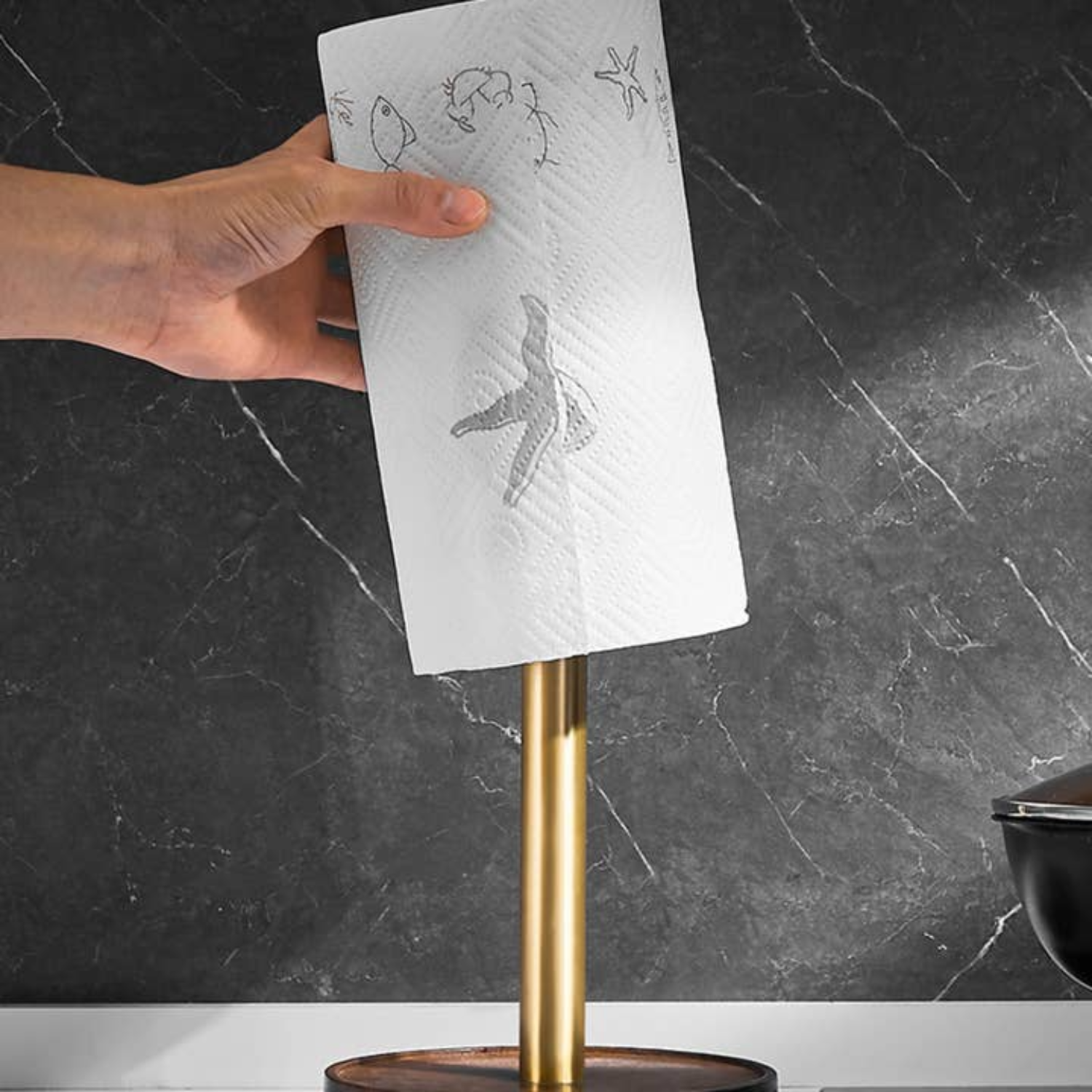 Walnut/Brushed Metal Paper Towel Holder