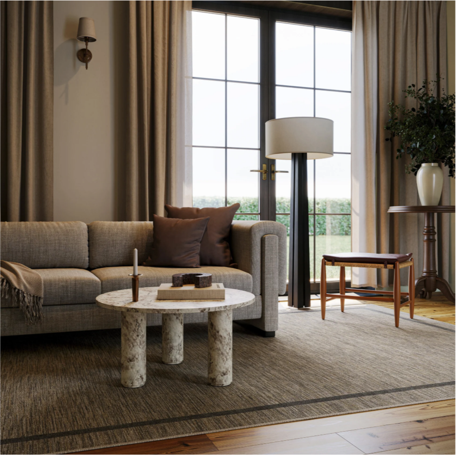 Dash & Albert x Nate Berkus Hanover Bordered Washable Rug - Brown