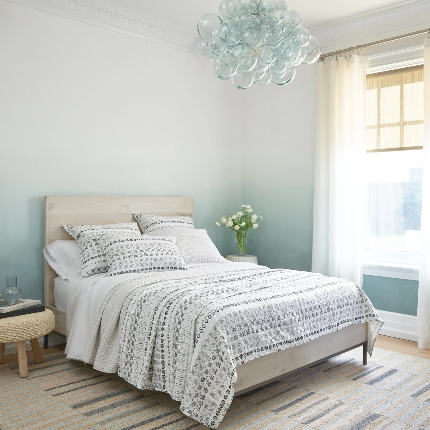 Dash & Albert Ravel Stripe Blue/Natural Handwoven Wool Rug