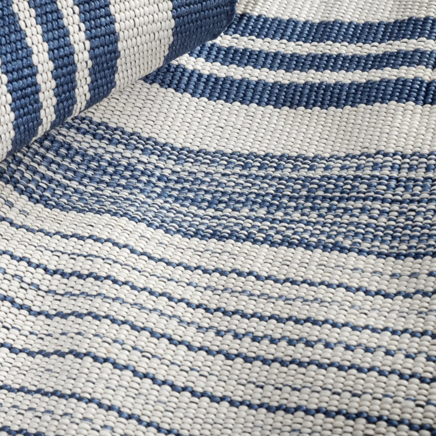 Dash & Albert Quincy Stripe Denim Handwoven Indoor/Outdoor Rug
