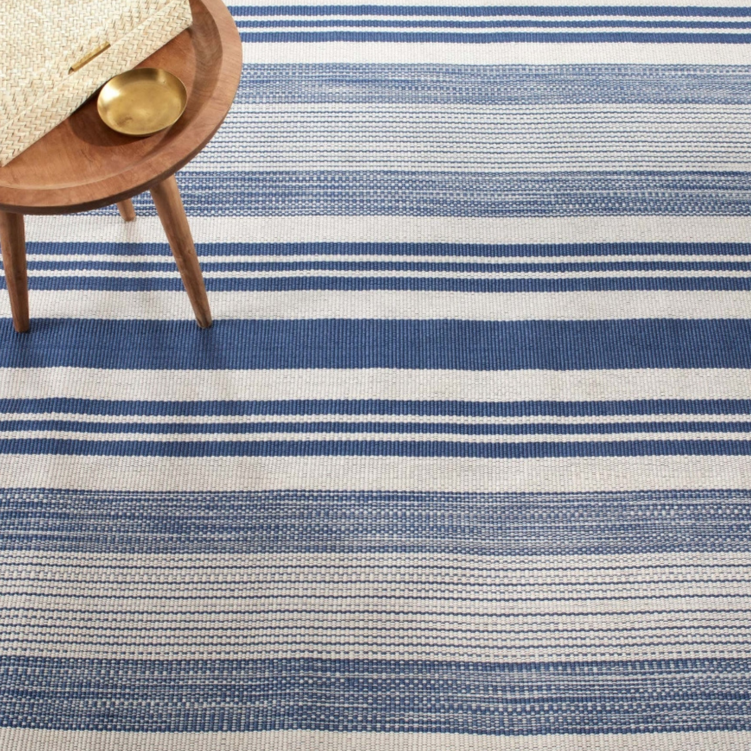 Dash & Albert Quincy Stripe Denim Handwoven Indoor/Outdoor Rug