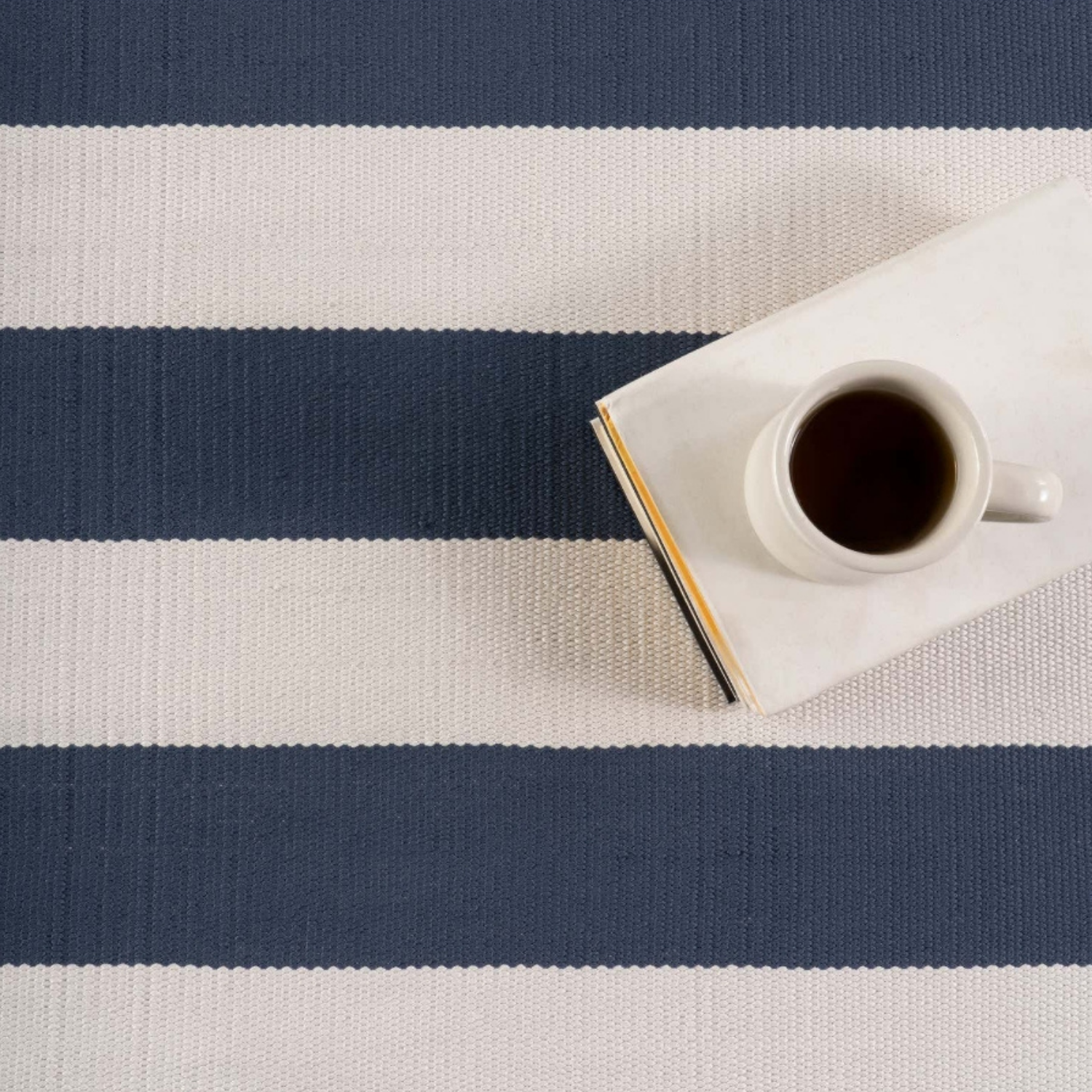 Dash & Albert Banks Stripe Navy Handwoven Indoor/Outdoor