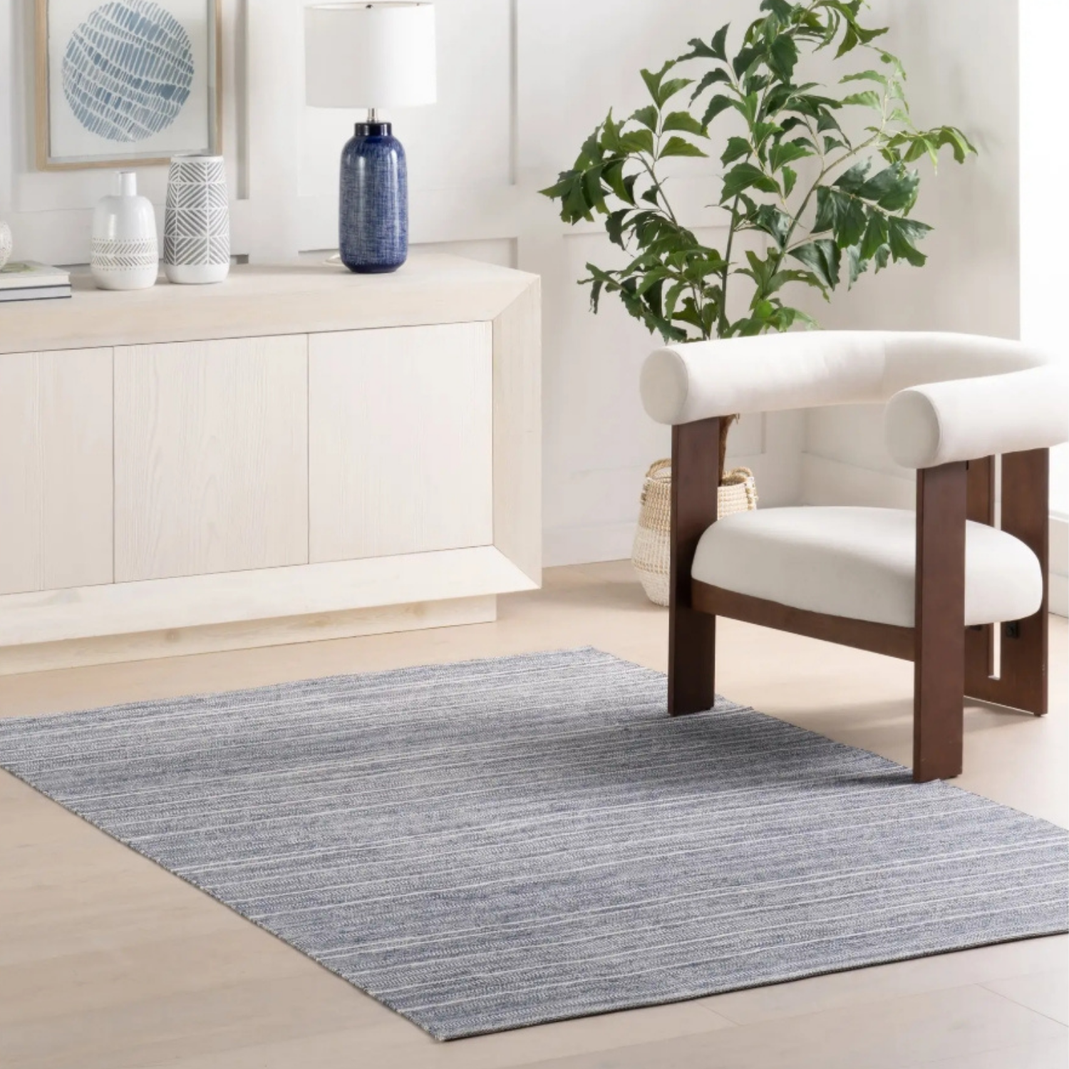 Dash & Albert Skipper Stripe Navy Handwoven Indoor/Outdoor Rug