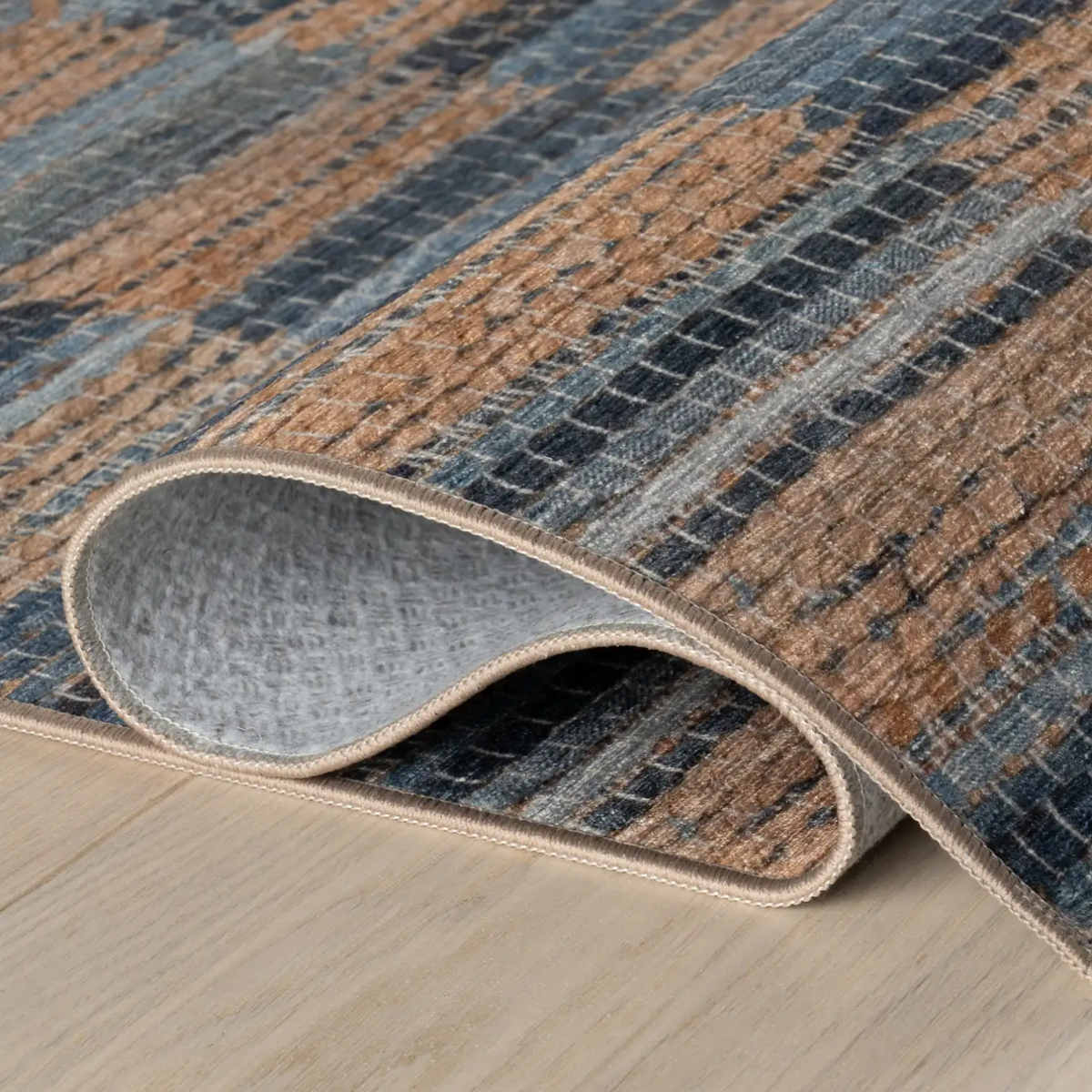 Dash & Albert Ravel Striped Washable Rug - Blue