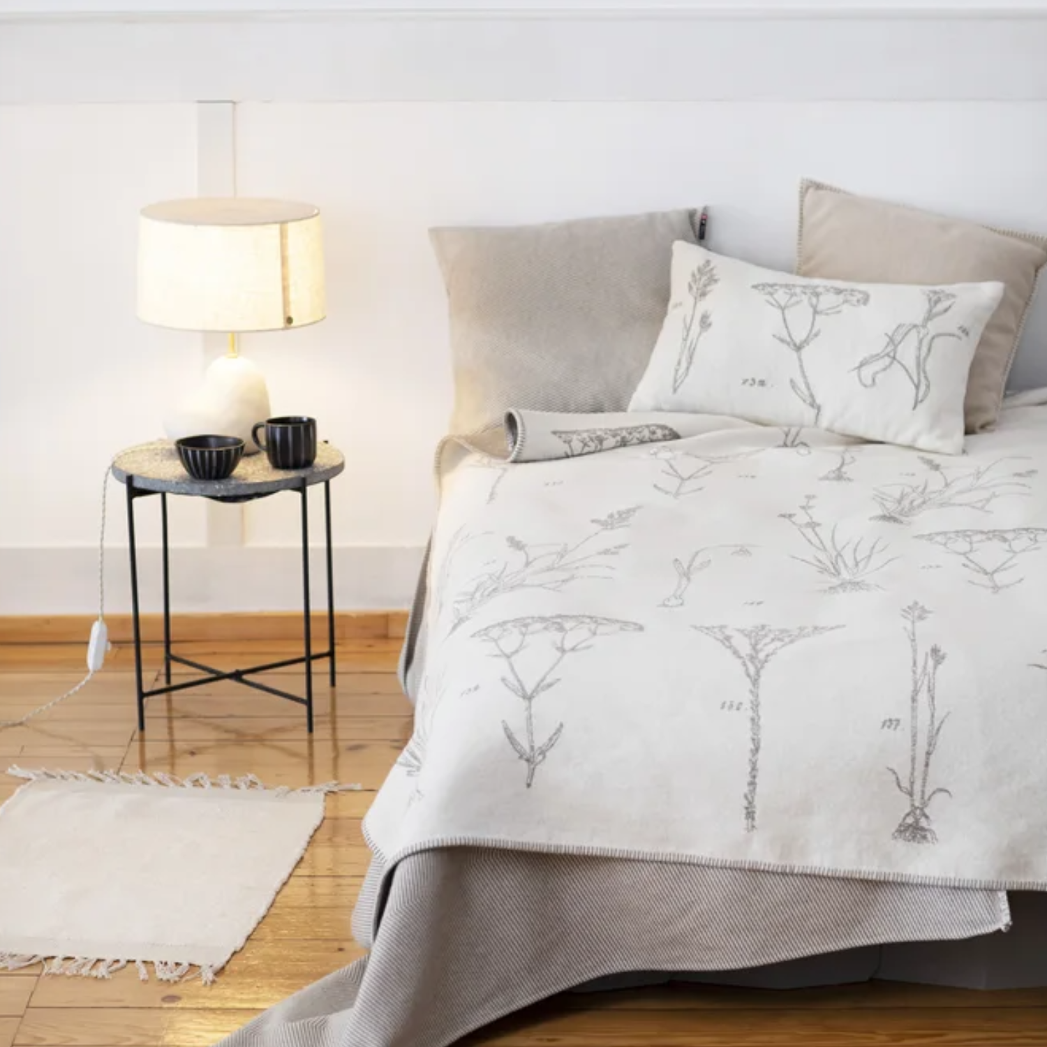 Wild Florals Off White Throw Blanket