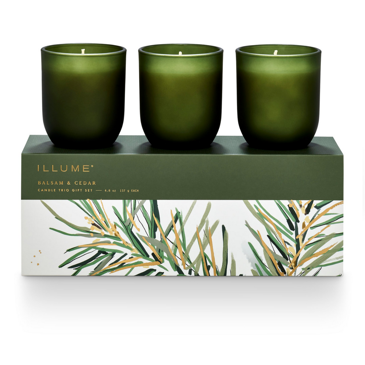 Balsam Cedar 4.8oz Trio Glass Candle Set