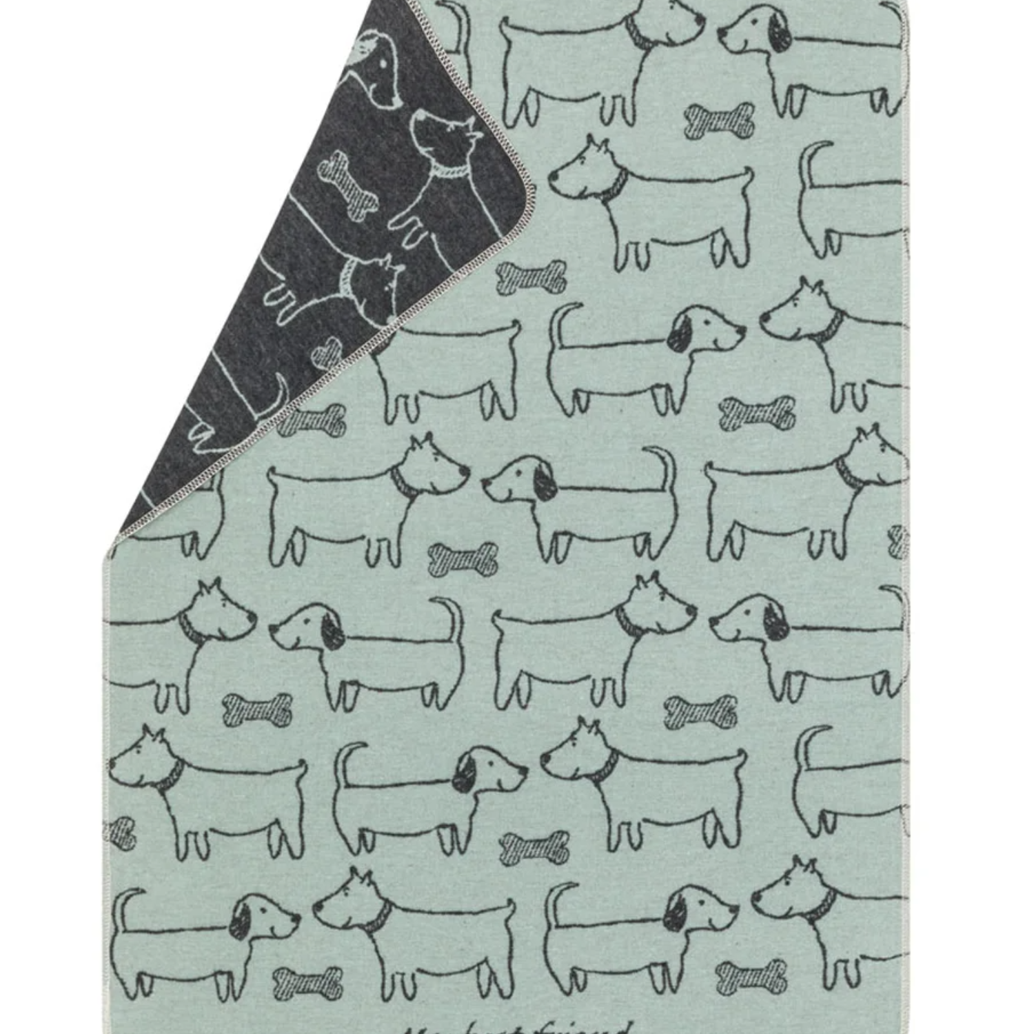 Furry Friends Green/Grey Blanket