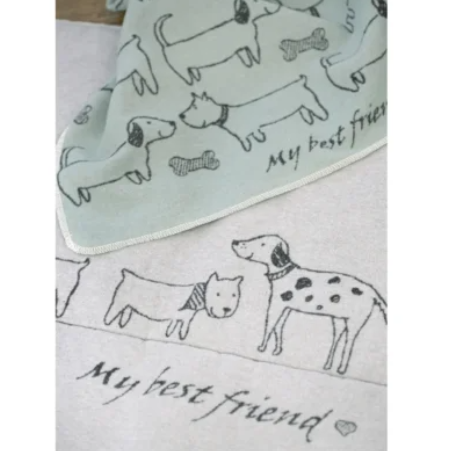 Furry Friends Green/Grey Blanket