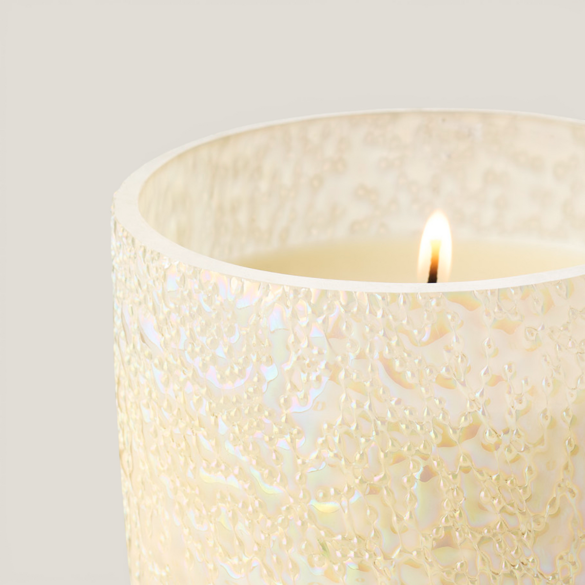 Celestial Beaded Glass Candle | Winter White