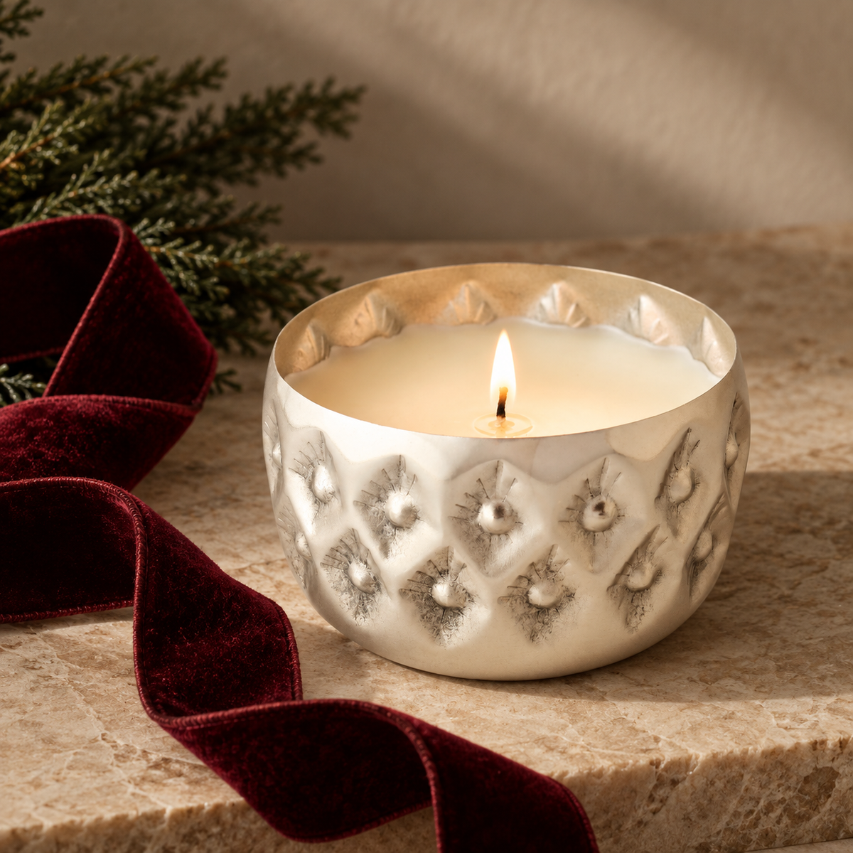 Radiant Metal Candle | Balsam & Cedar