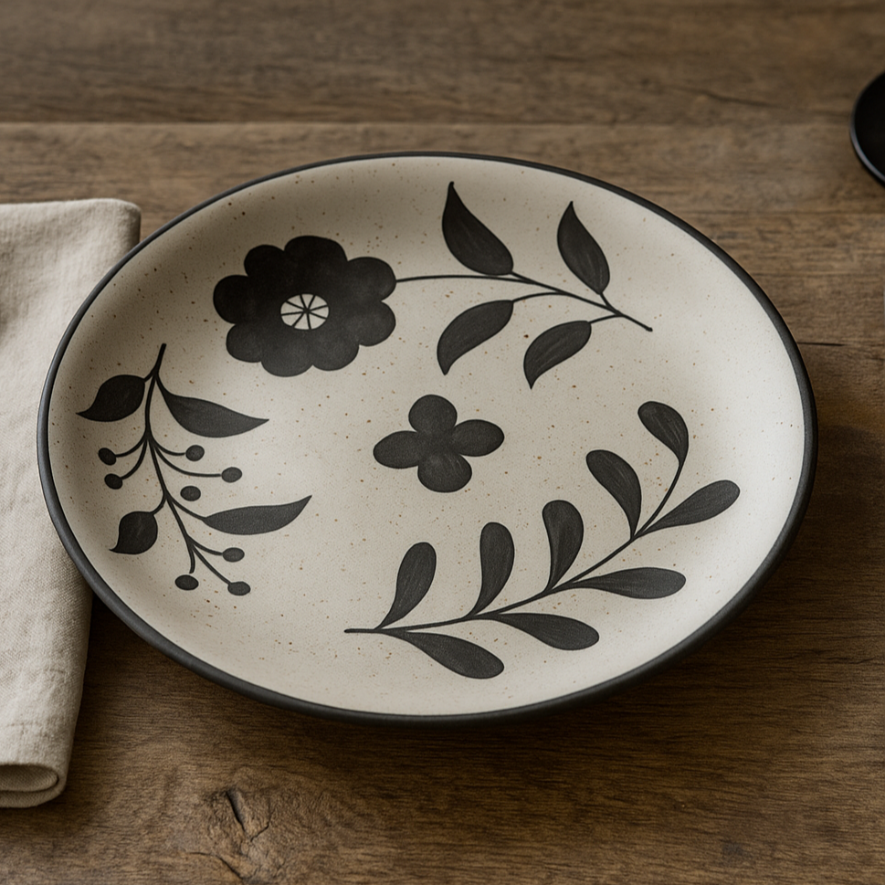 Cottage Floral Stoneware Round Serving Platter