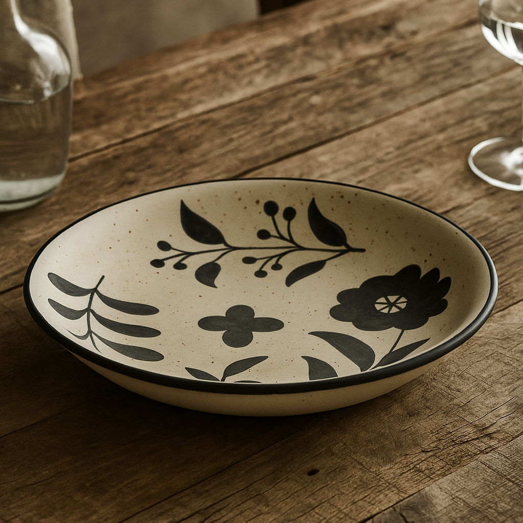 Cottage Floral Stoneware Round Serving Platter