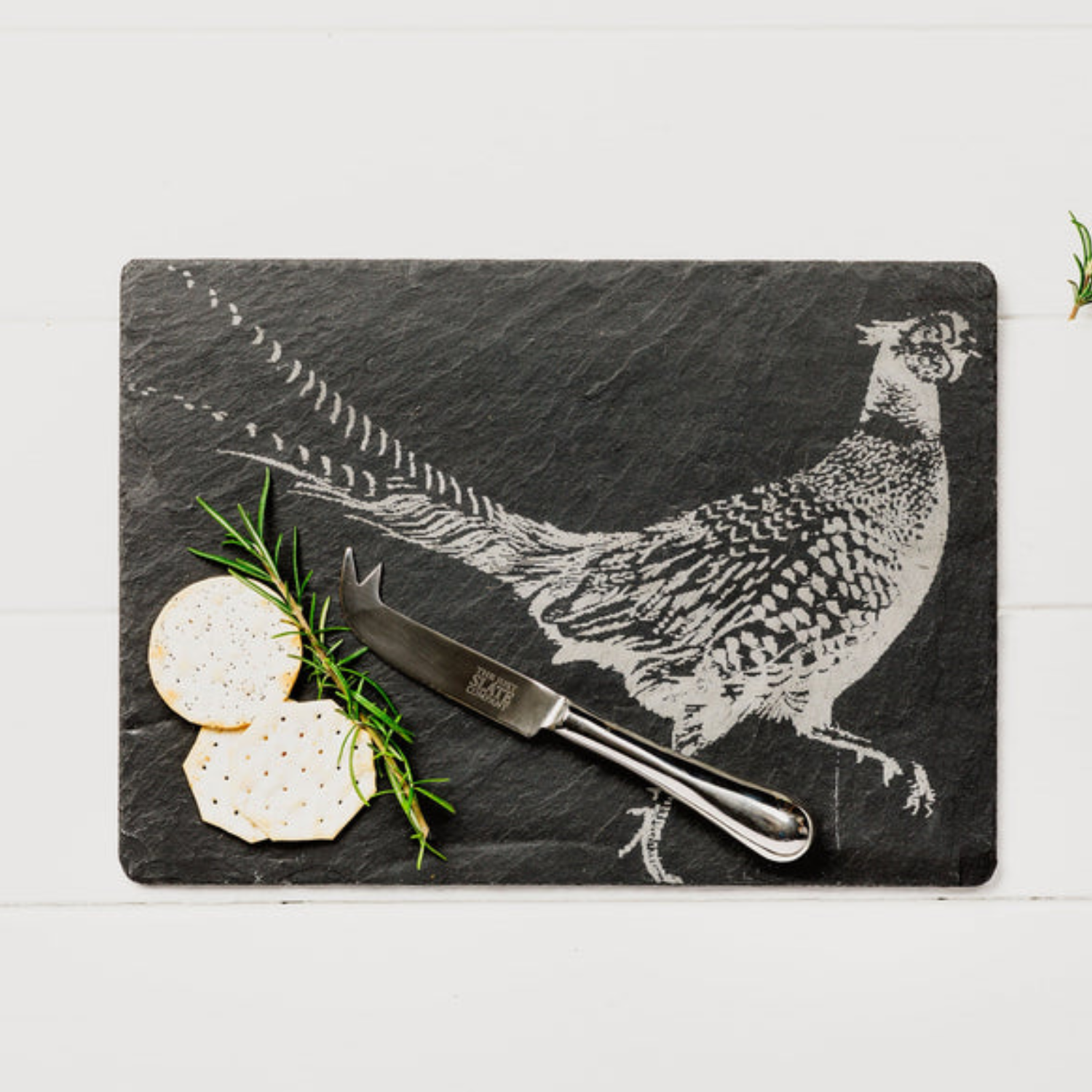 Pheasant Slate Cheese Board and Knife