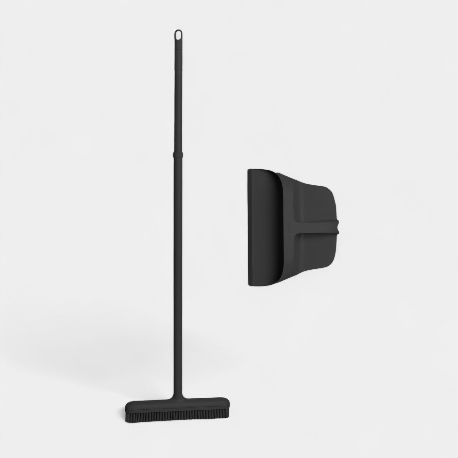 Adjustable Silicone Broom & Dustpan Set - Matte Black
