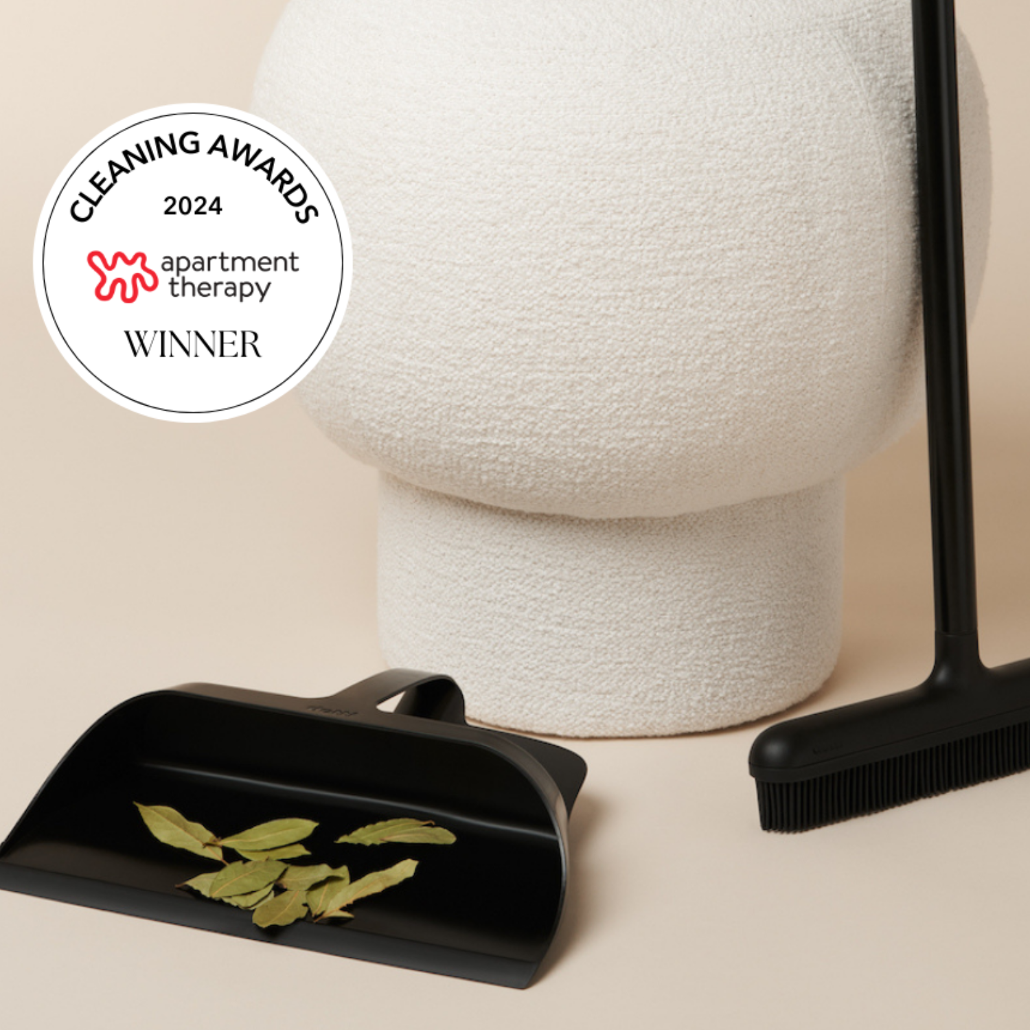 Adjustable Silicone Broom & Dustpan Set - Matte Black