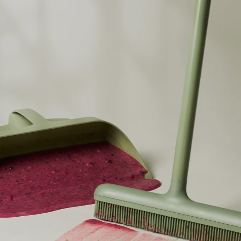 Adjustable Silicone Broom & Dustpan Set - Matte Black