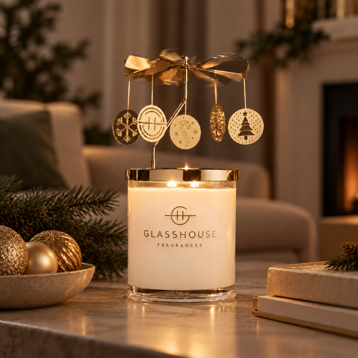13.4oz Spinning Christmas Carousel Candle Accessory