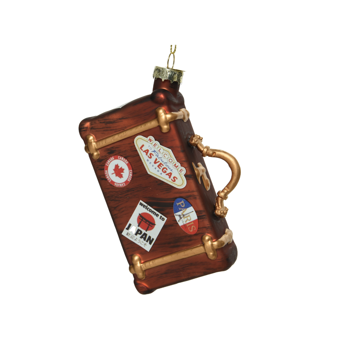 Globe Trotter Suitcase Glass Ornament