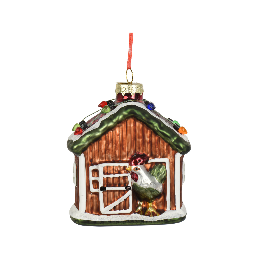 Merry Barnyard Glass Ornament
