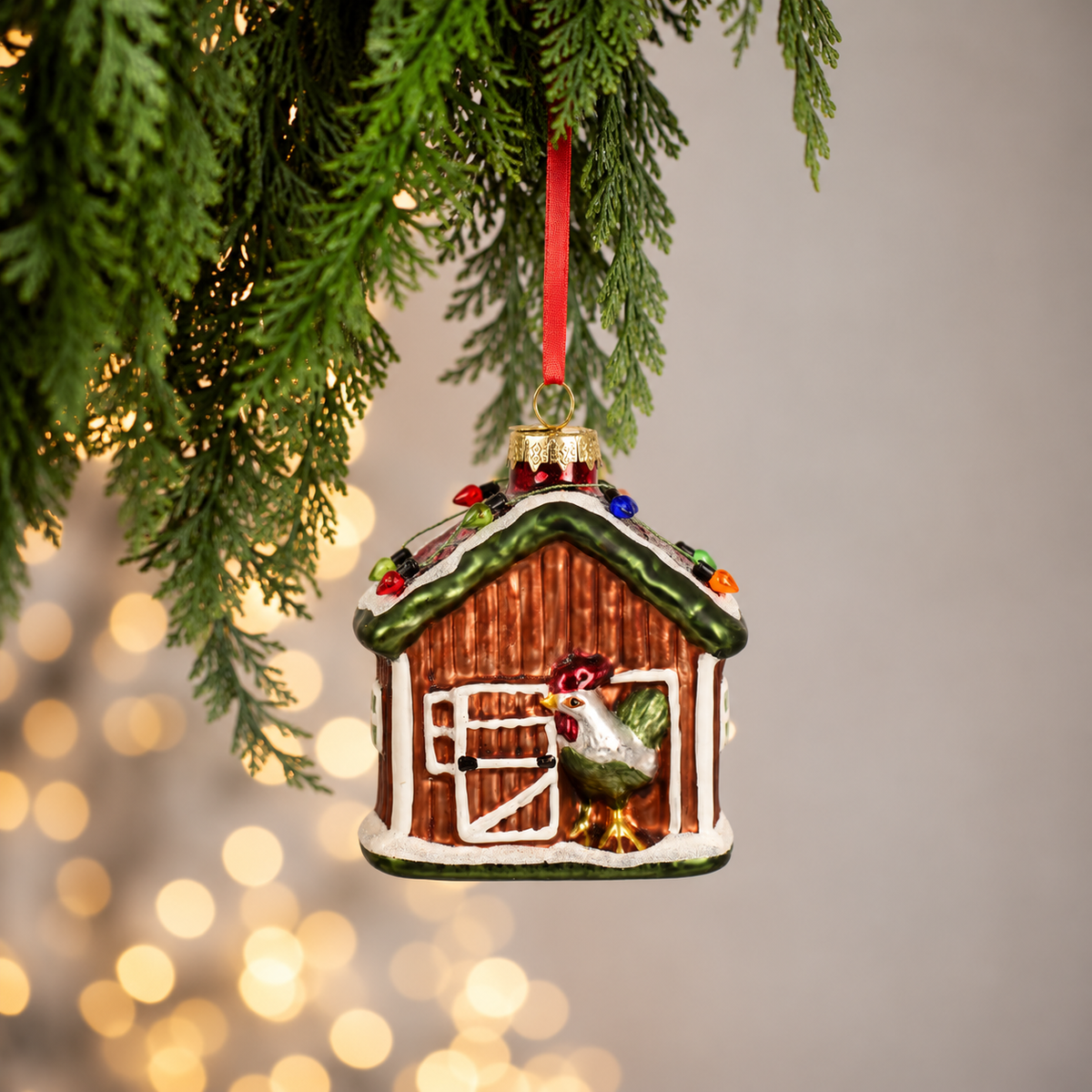 Merry Barnyard Glass Ornament