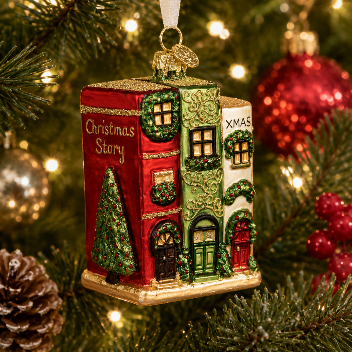 Festive Noel Novels Glass Ornament