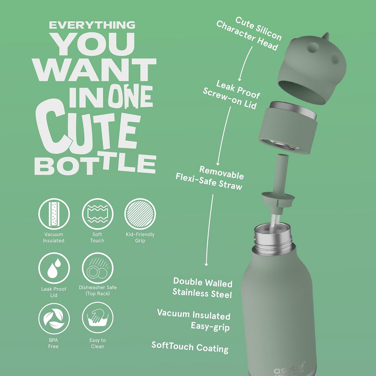Buddy 16oz Water Bottle- Cillian Dinosaur