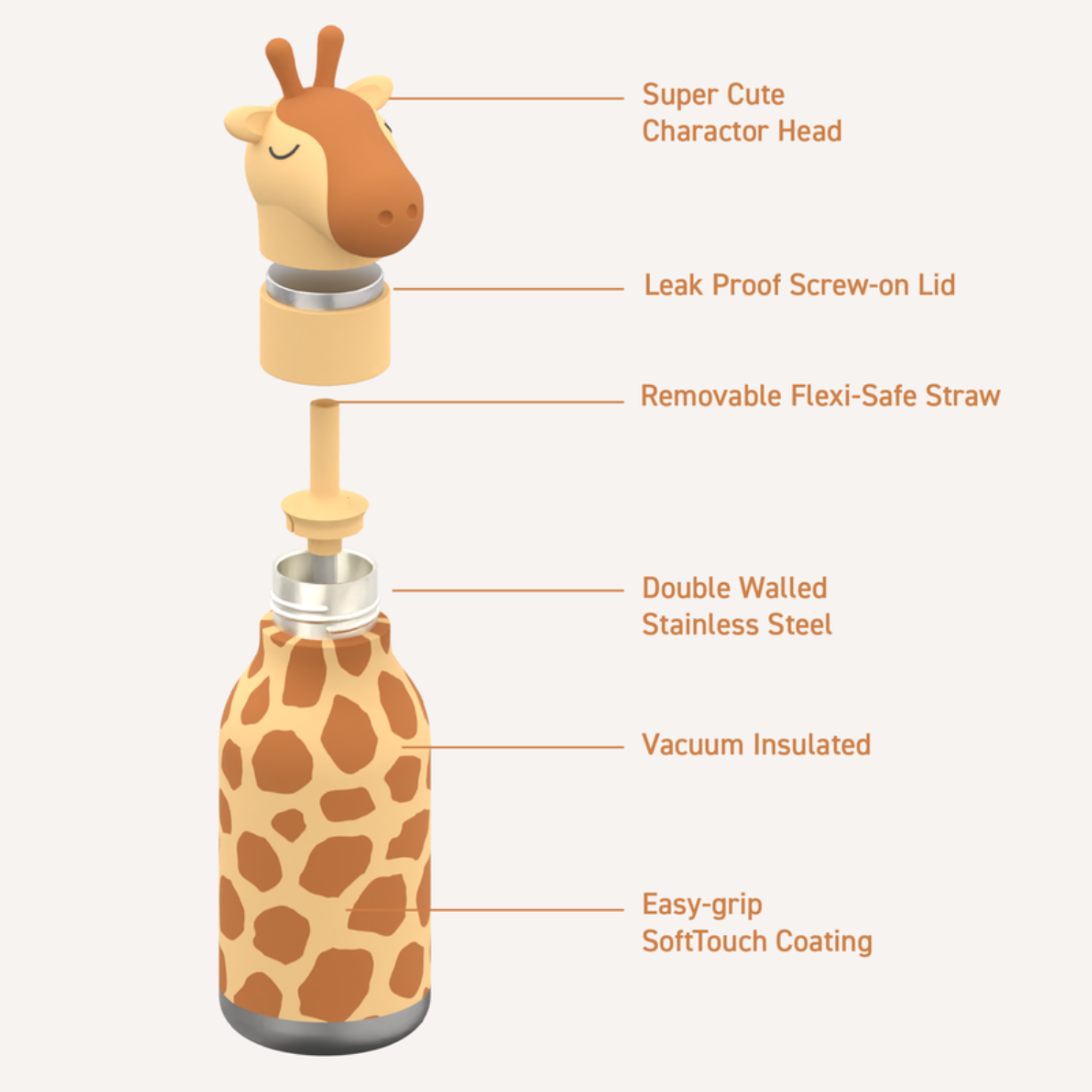 Buddy 16oz Water Bottle- Gerry Giraffe