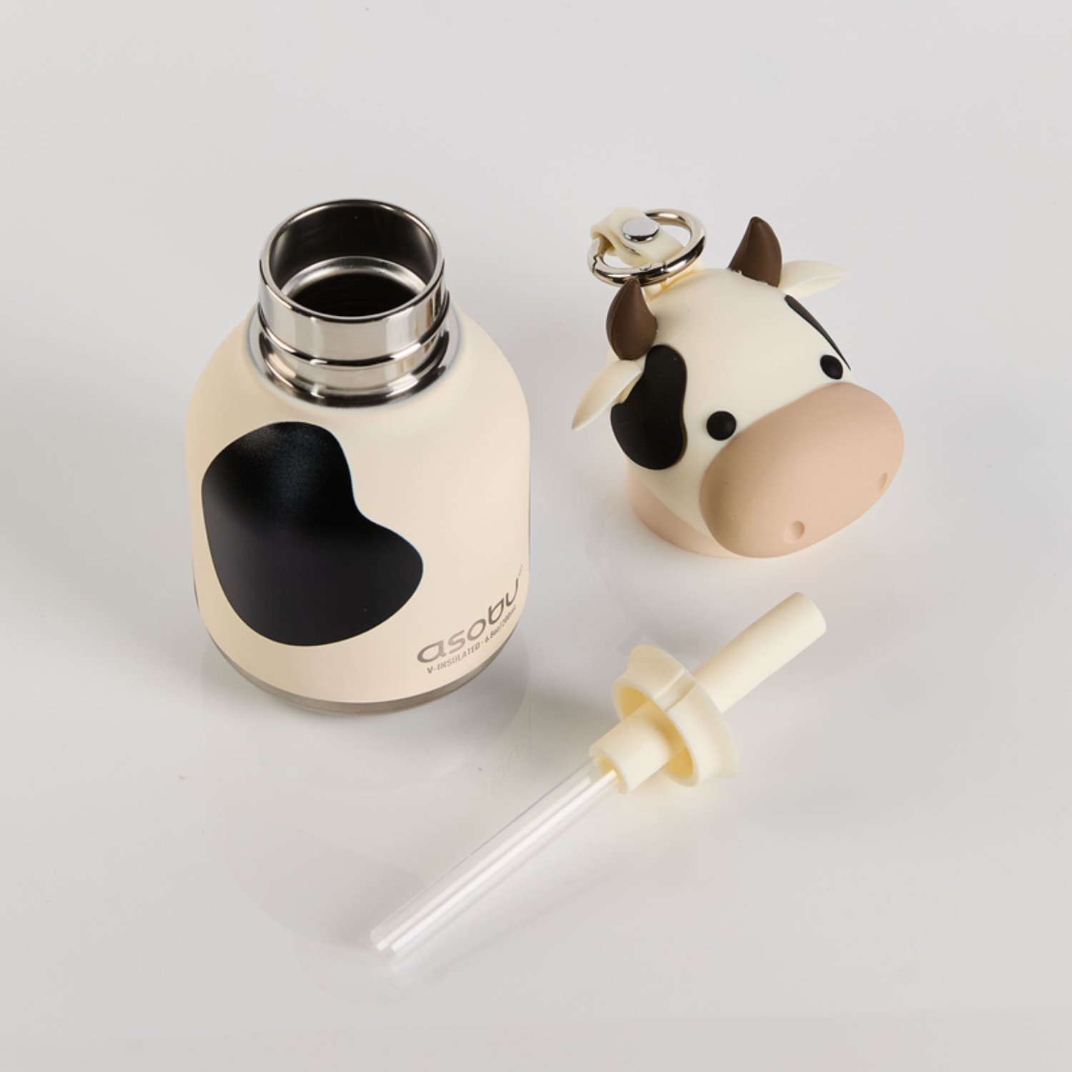 Mini Buddy 6.7oz Water Bottle w/Key Ring- Ivy Cow