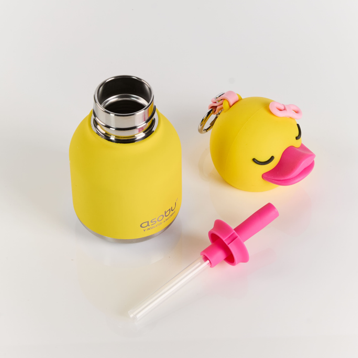 Mini Buddy 6.7oz Water Bottle w/Key Ring- Blossom Duck