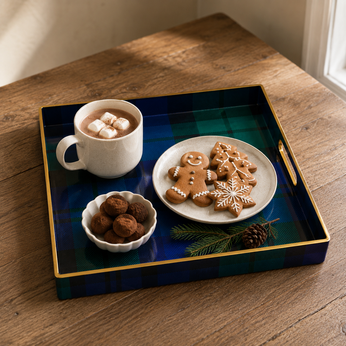 Blue Tartan Highland Holiday Serving Tray