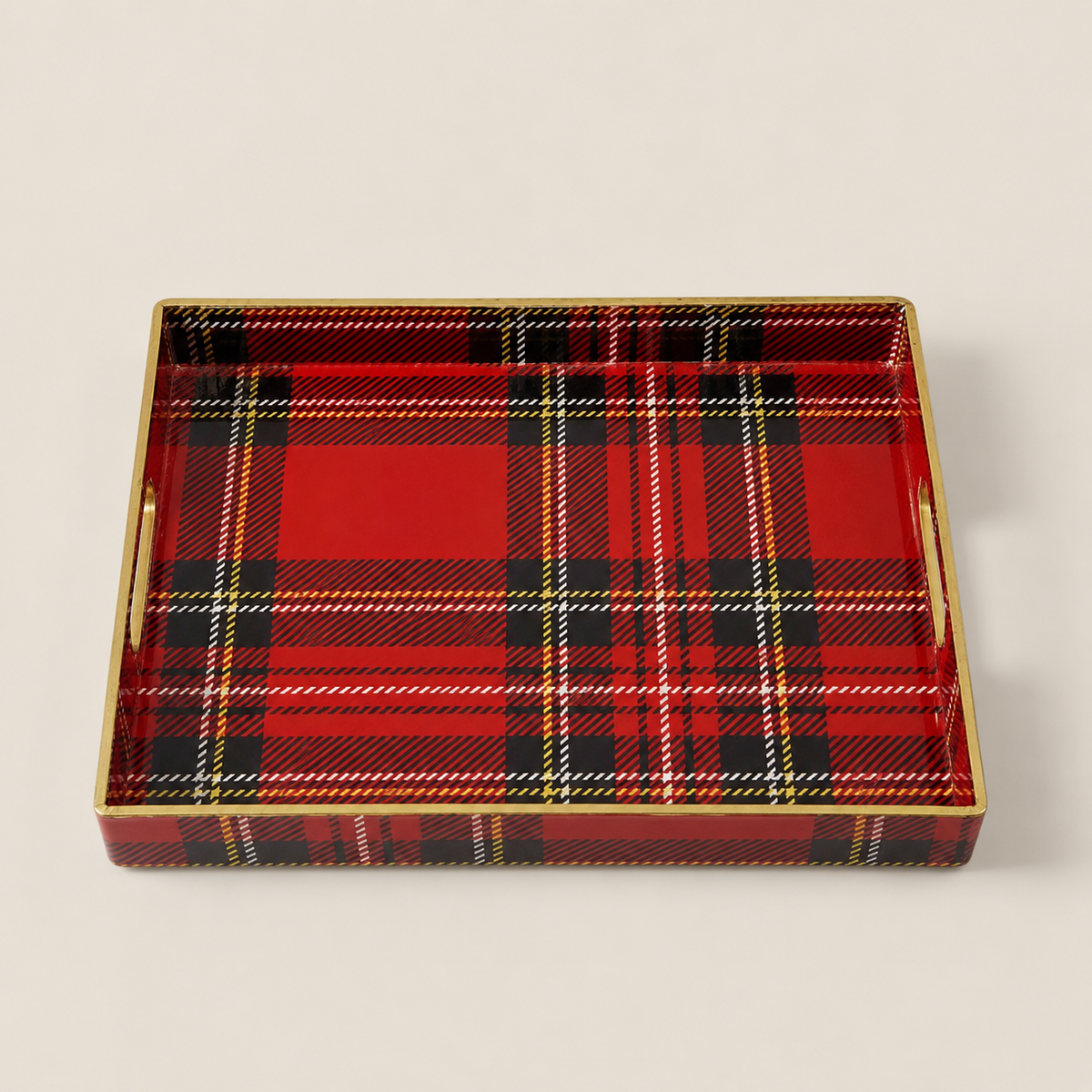 Red Plaid Highland Holiday Serving Tray