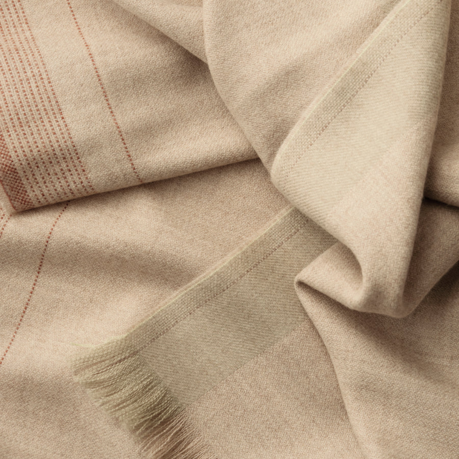 Fringe Alpaca Beige Wool Throw