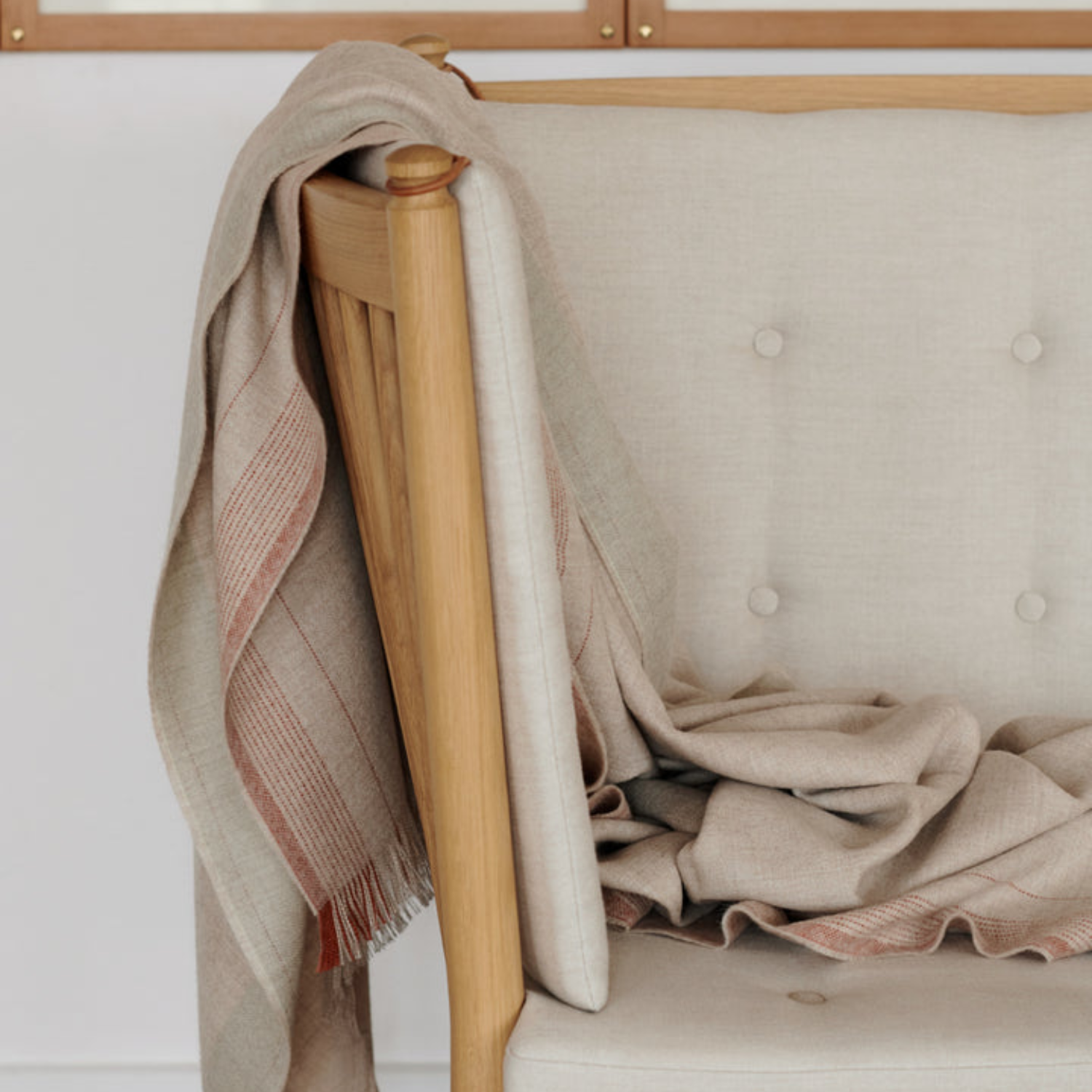 Fringe Alpaca Beige Wool Throw