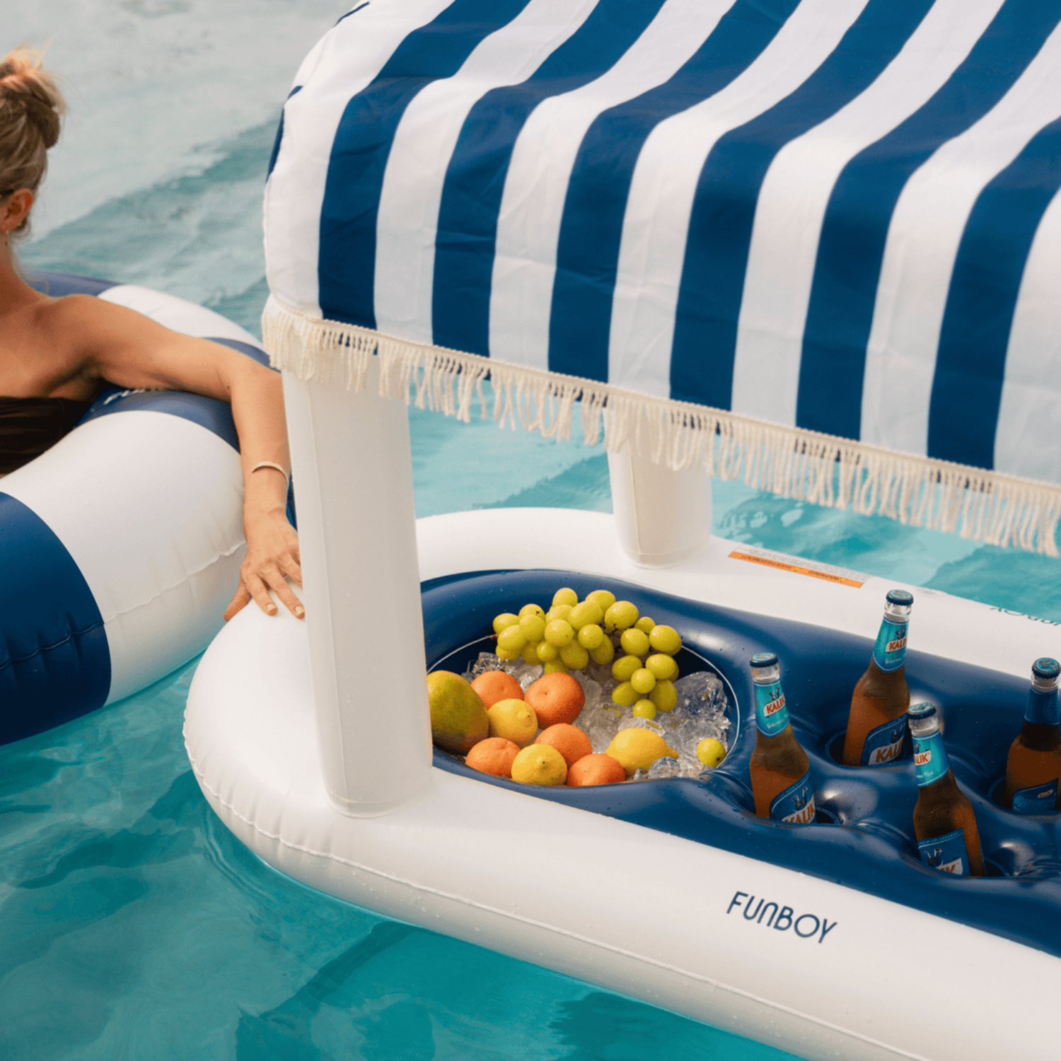 Inflatable Candy Striped Navy Cabana Bar