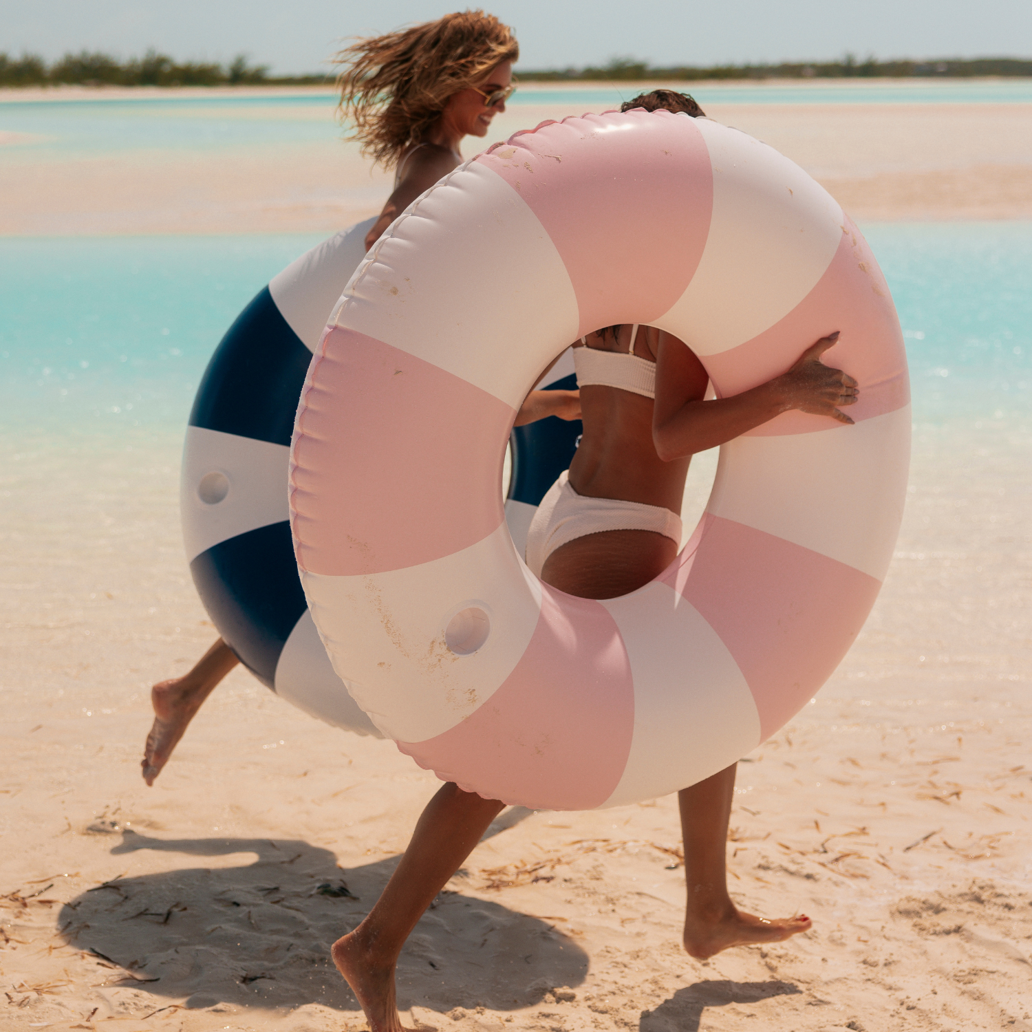 Candy Striped Pink/White Pool Float