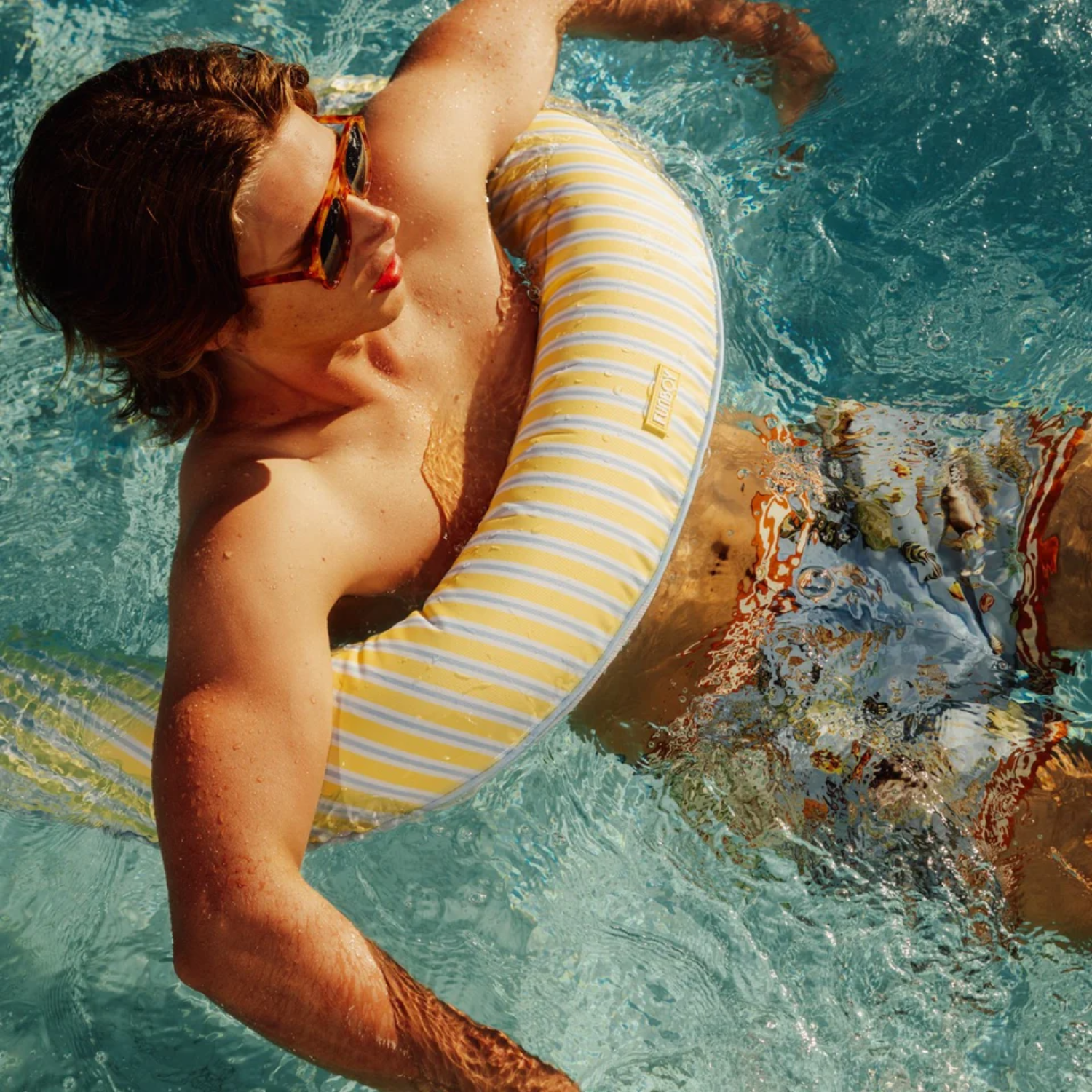 Inflatable Pinstripe Fabric Pool Noodle - Yellow