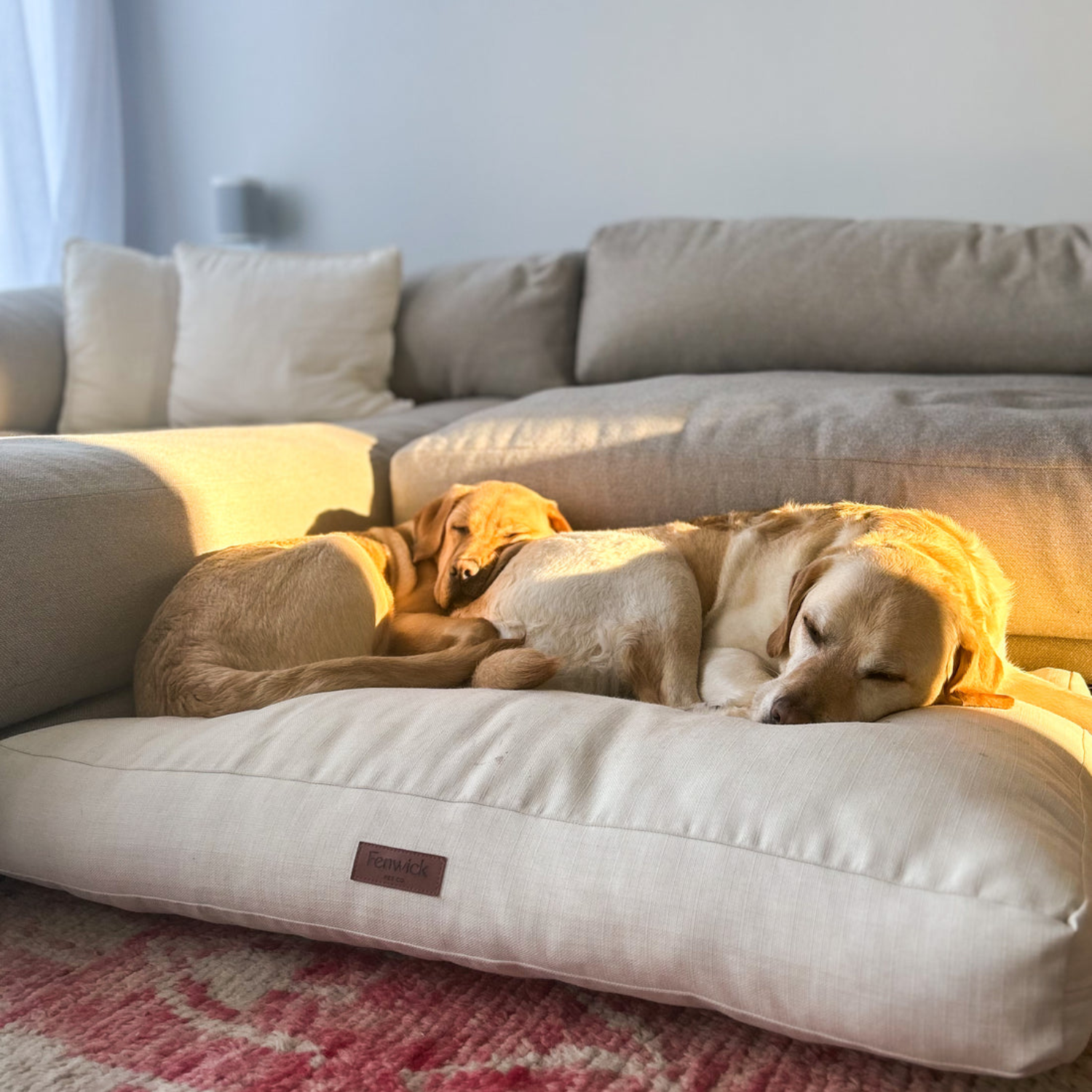 Beige Linen Dog Bed