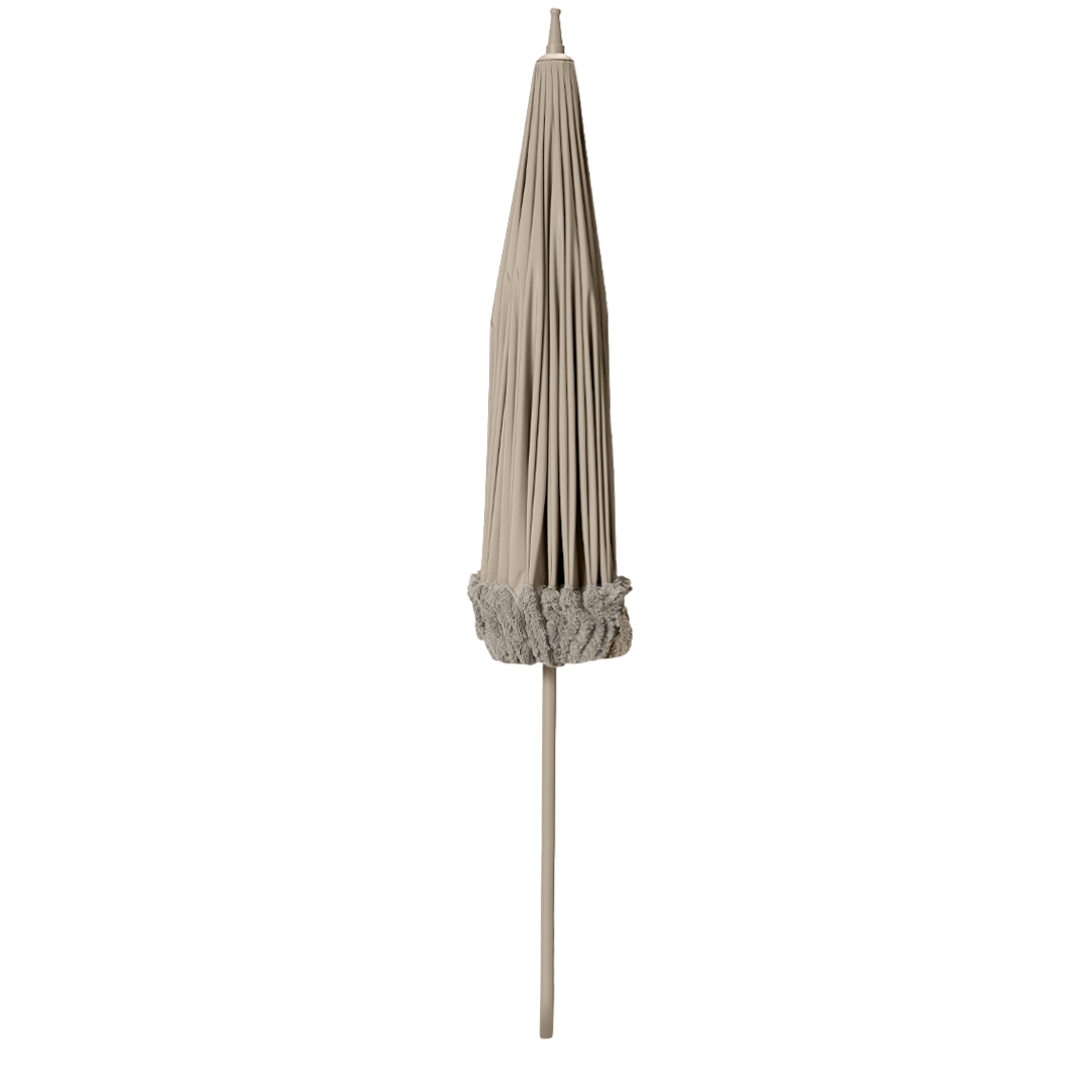 Fringe 8' Round Garden Umbrella - Sand Beige