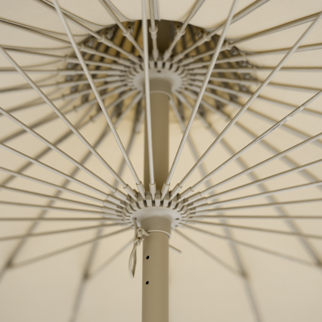 Fringe 8' Round Garden Umbrella - Sand Beige