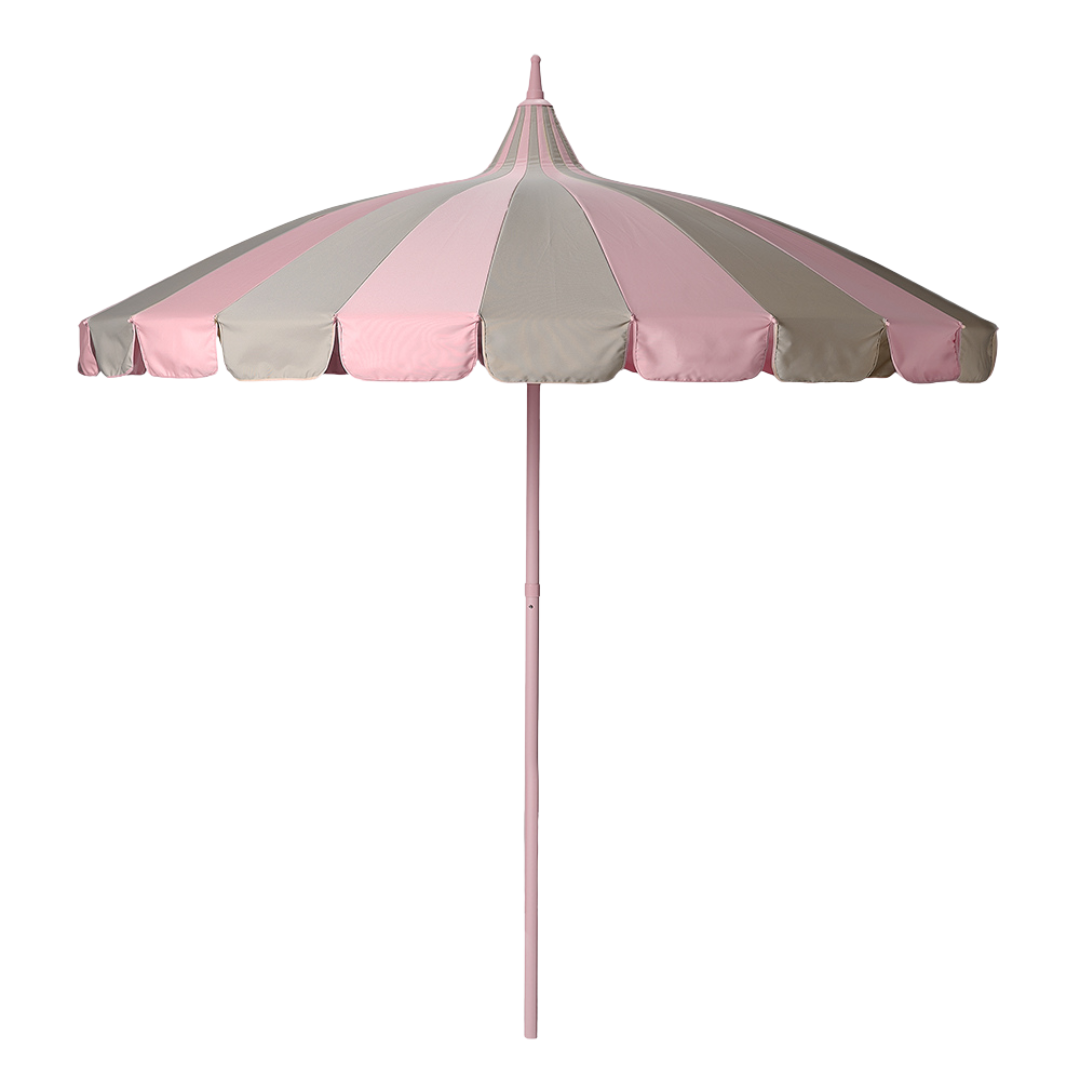 Carousel 8ft Round Garden Umbrella - Pink/Sand Beige