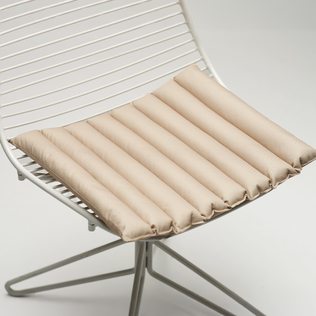 Channeled 16" Outdoor Dining Seat Cushion - Sand Beige