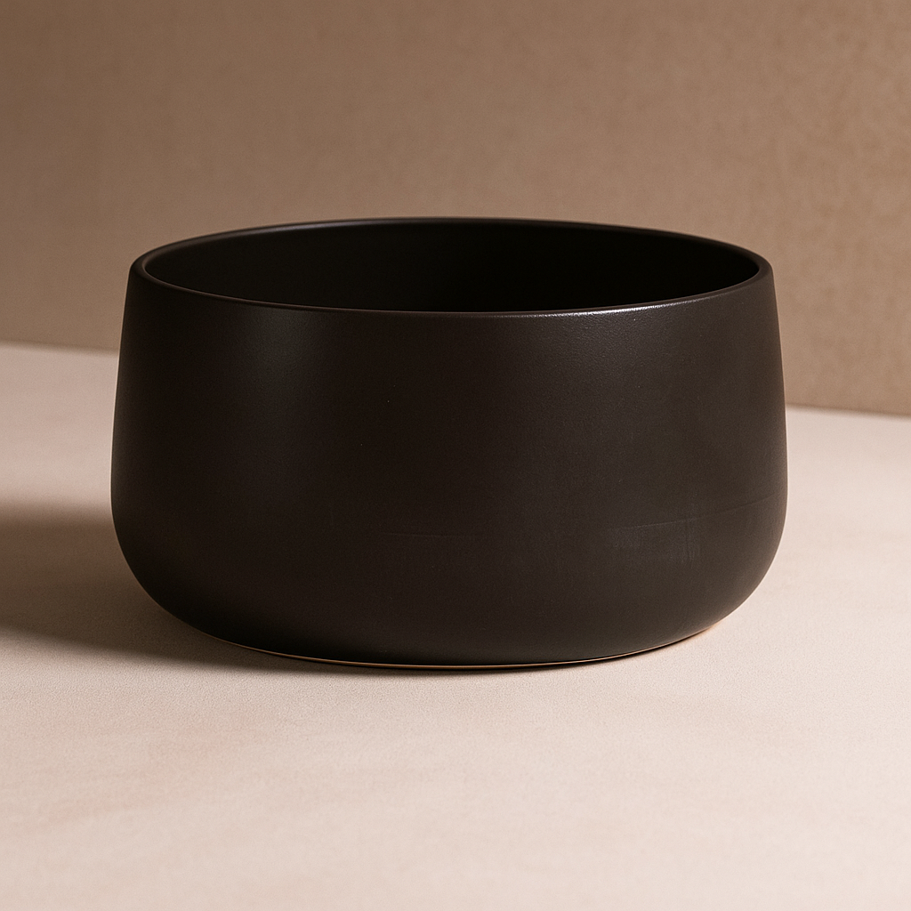 Matte Black Stoneware 9" Tall Serving Bowl