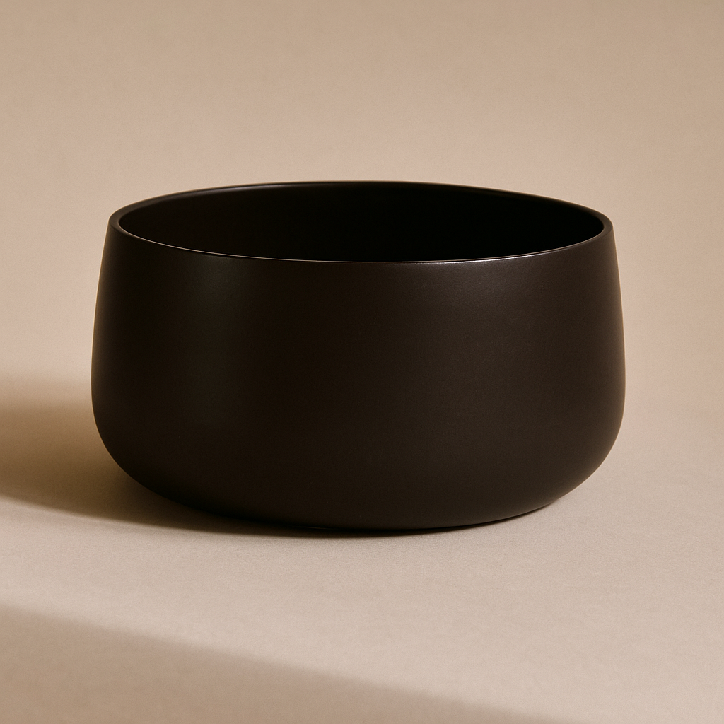 Matte Black Stoneware 9" Tall Serving Bowl