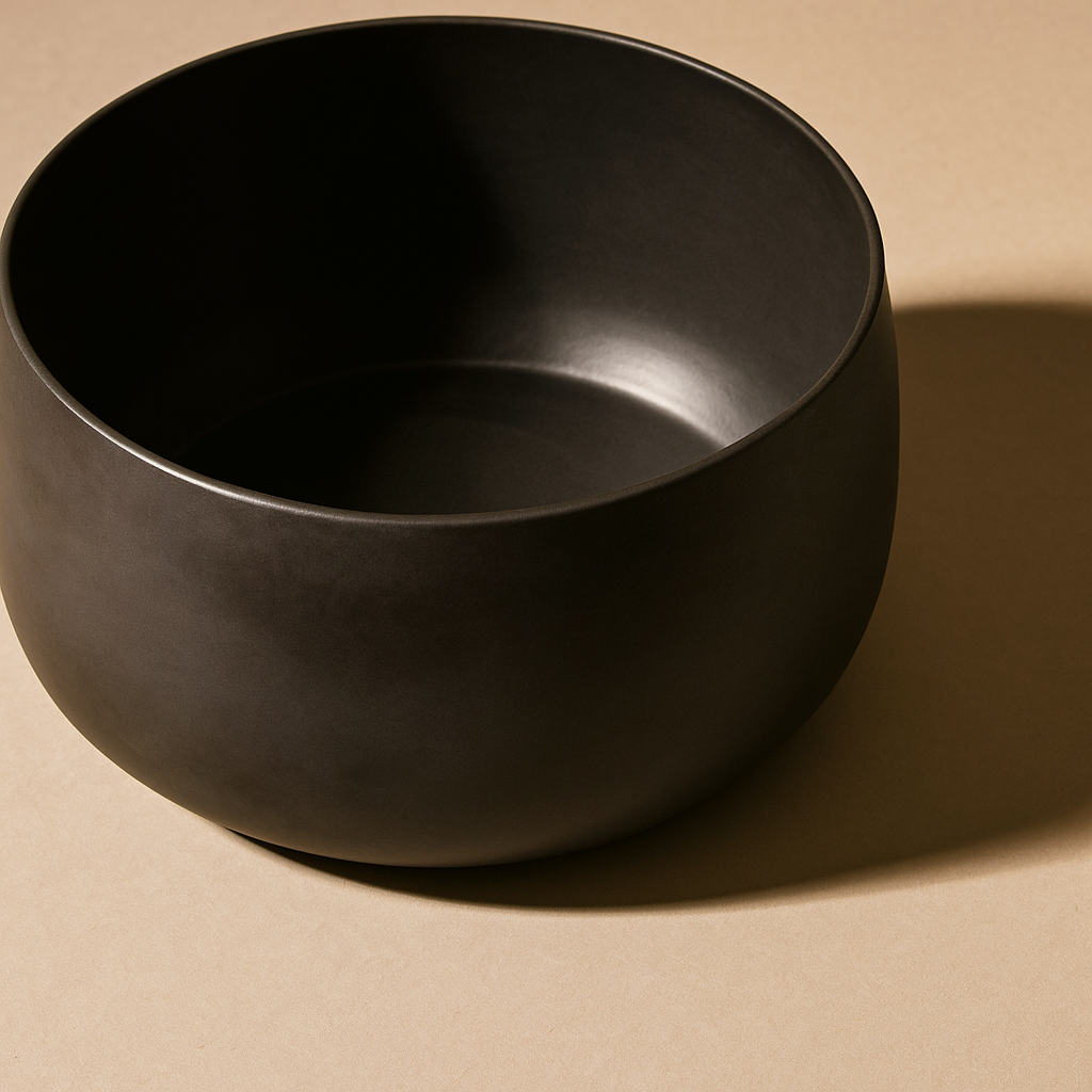 Matte Black Stoneware 9" Tall Serving Bowl