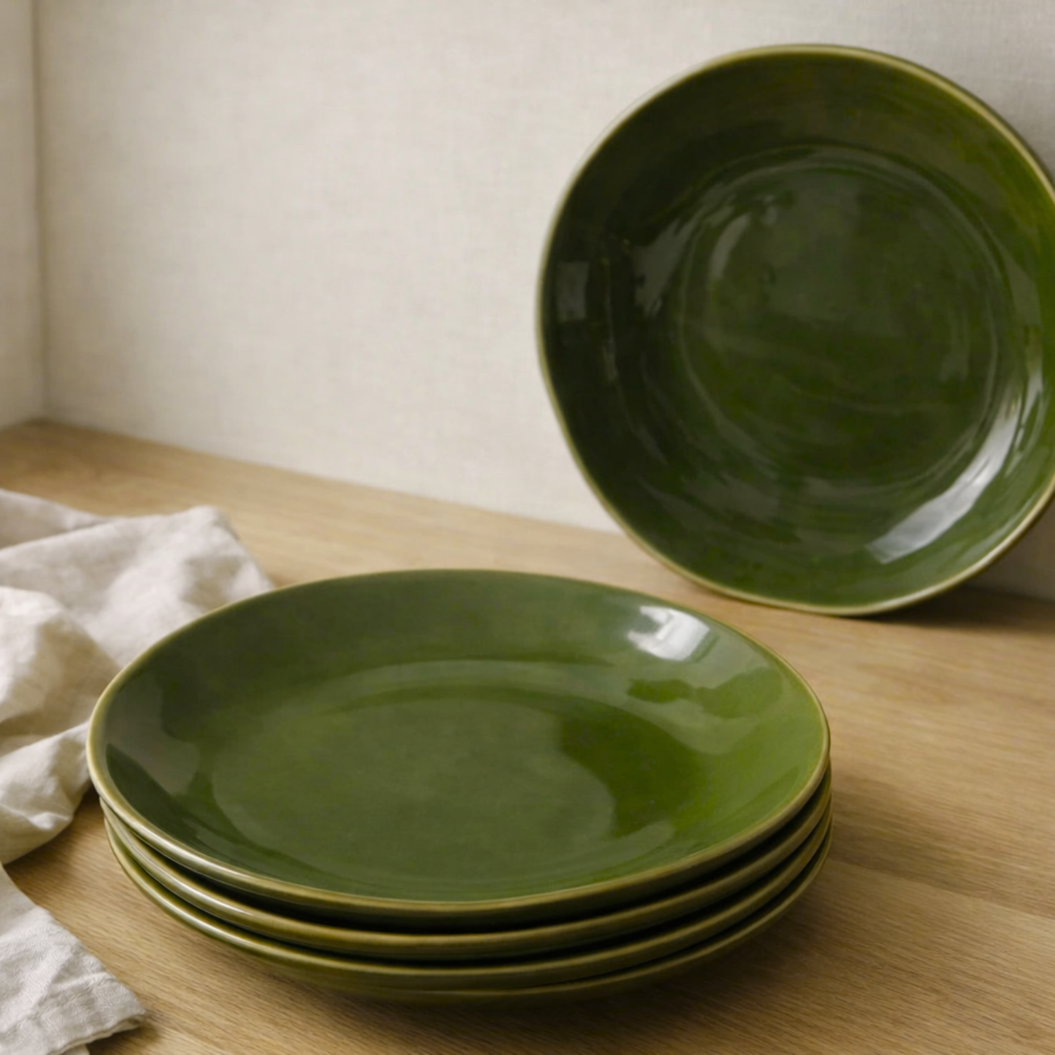 10" Round Stoneware Dinner Plate - Green