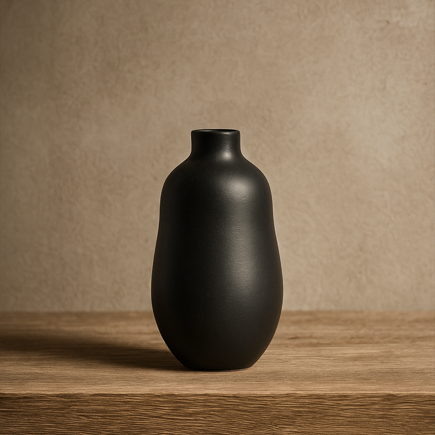 Matte Black Stoneware Vase