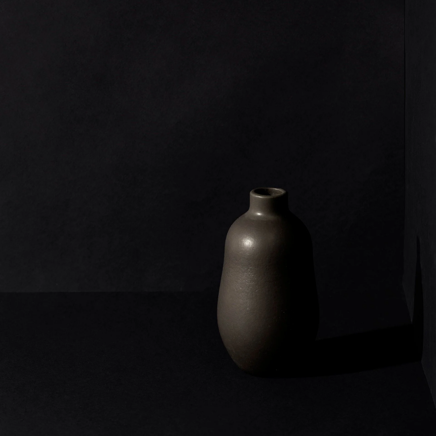 Matte Black Stoneware Vase