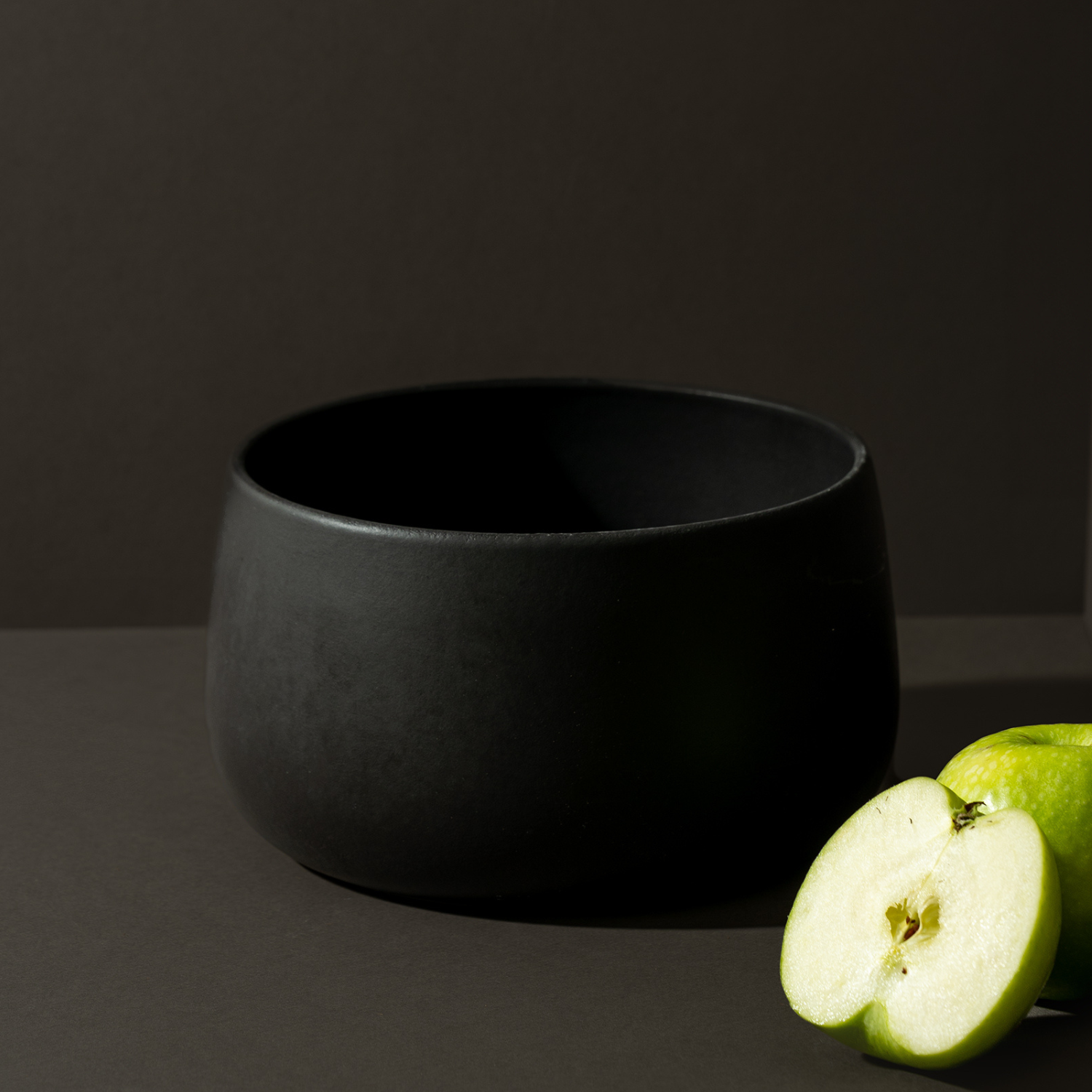 Matte Black Stoneware 6" Tall Serving Bowl