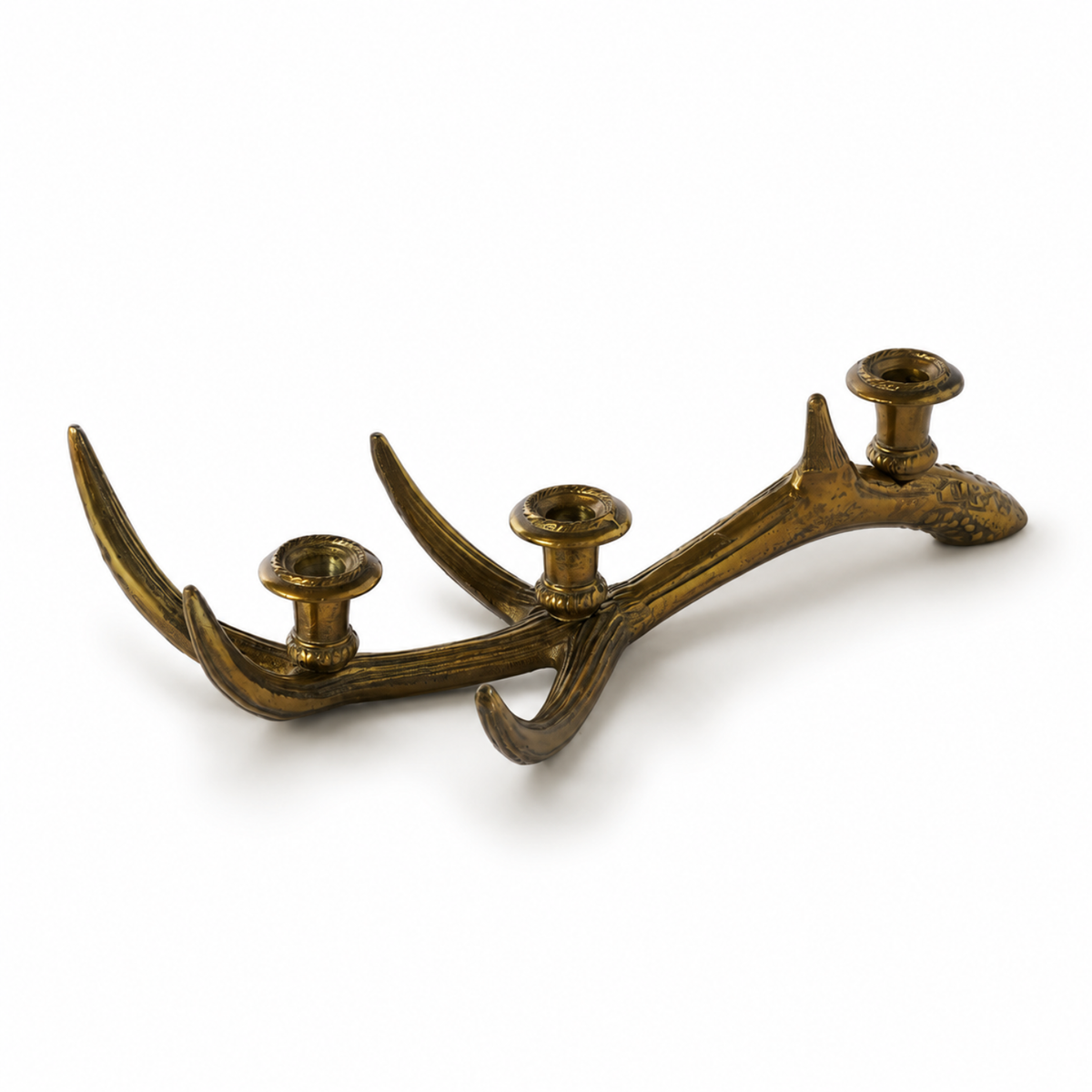 Antique Golden Antler Candle Holder